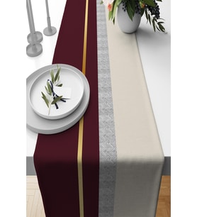 Bordo Avangarde Desenli Premium Masa Örtüsü Runner RNR486