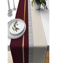 Bordo Avangarde Desenli Premium Masa Örtüsü Runner RNR486