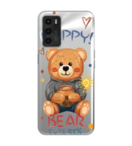 Oppo A16 / A55 Uyumlu Happy Bear Tasarımlı Şeffaf Telefon Kılıfı