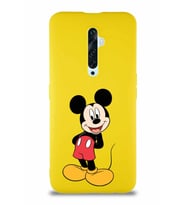 Oppo Reno 2Z Soft Premier Kapak Mickey Mouse-B Tasarımlı Silikon Kılıf - Sarı (Şeffaf)