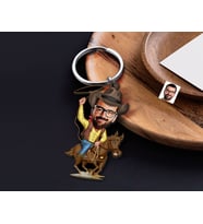 BK Gift Kişiye Özel Kovboy Karikatürlü Ahşap Anahtarlık-1 Sevgiliye Hediye, Arkadaşa Hediye, Doğum Günü Hediyesi