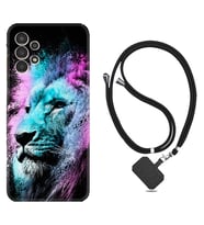 Samsung Galaxy M14 Kılıf Silikon Boyun Askılı İpli Desenli Silikon Pink Blue Leon 1603