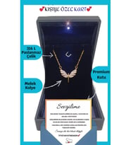 14 Şubat Sevgililer Günü Hediyesi "Sevgiliye" Anlamlı Not Işıklı Premium Kutuda  Melek Gold Kolye