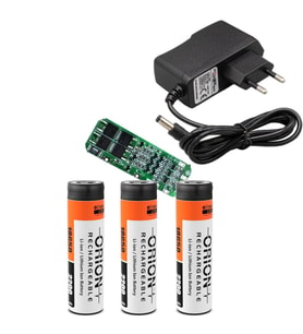 3 Adet Orion Li-ion Pil, 3S 20A BMS. ve 12 Volt 1 Amper Adaptör