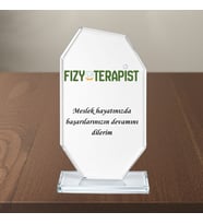 Kişiye Özel Fizyoterapist Kristal Cam Plaket - Fizik Tedavi ve Rehabilitasyon Meslek Hediyesi