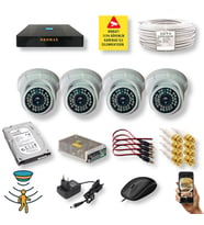 4 KAMERALI SET - HAREKET ALGILAYAN GECE GÖRÜŞLÜ 36 IR LED 5MP SONY LENSLİ 1080P FULL HD DOME İÇ MEKAN GÜVENLİK KAMERASI SETİ D136B