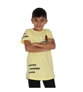 Toontoy Erkek Çocuk Tiger Nakışlı Tişört (Sarı)
