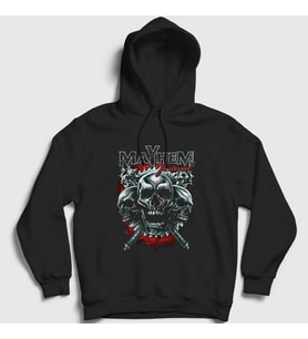 Presmono Unisex Siyah Festival Mayhem Kapüşonlu Sweatshirt 64578tt