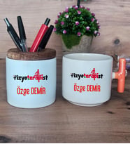 Fizyoterapist Hediye Sepeti Kupa Bardak T Kulplu, Kalemlik Hediyeleri Tıp Bayramı Hediyesi (Model 7)