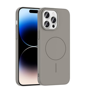 Apple iPhone 14 Pro Max Uyumlu Kılıf M-safe Şarj Özellikli Zore Ruby Sert Kapak (Gri)