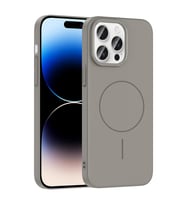 Apple iPhone 14 Pro Max Uyumlu Kılıf M-safe Şarj Özellikli Zore Ruby Sert Kapak (Gri)