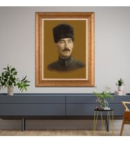 Altın Paspartulu Atatürk  Çerçeveli Tablo C847 (Gold)