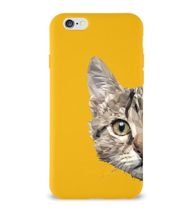 Apple iPhone 6 Plus Uyumlu Lansman Kılıf Catface Tasarımlı Altı Kapalı İçi Kadife Kaplı  Kapak (Şeffaf)