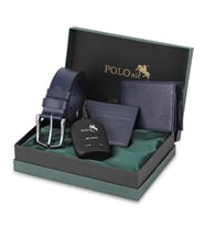 Polo Air Erkek %100 Hakiki Deri Cüzdan Kartlık Kemer Parfüm Kombin Set Lacivert Renk PM-8003-L (Lacivert)