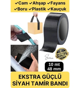 Çok Amaçlı Su Geçirmez Sızdırmaz Dayanıklı Boru Çatlak Onarım İzolasyon Siyah Tamir Bandı 48mm 10mt