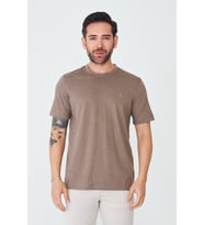 Kahverengi Mikro Desenli Basic Erkek Tişört