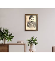 BK Home Sultan II Abdülhamid Han Tasarımlı Doğal Masif Ahşap Çerçeveli Tablo 45x65cm-2