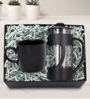 350ml Siyah Renk French Press & Siyah Mat Kupa Hediye Seti