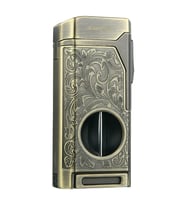 Quantoro Dört Torch Pürmüz V-Kesici/Delicili Bronz Metal Puro Çakmağı - TRZ1183