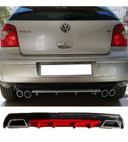 Vw Polo Mk4 Kırmızı Difüzör Çiftli Kare Egzoz Görünümlü D Tip Difizör
