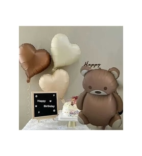 RETRO RENK AYICIK VE KALP FOLYO BALON SET