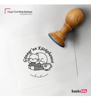 Kedi Kahve Kişiye Özel Kitap Damgası Kitap Mührü Kaşe Kitap Mühür Özel Damga 490