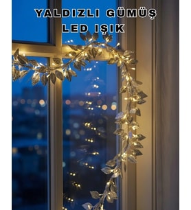 Pilli Gümüş Yaprak LED Işık Ev İçi ve Yılbaşı Dekor Aydınlatması
