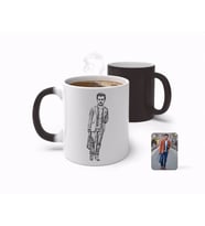 BK Gift Kişiye Özel Tam Boy Karakalem Erkek Karikatürlü Sihirli Kupa Bardak-1 (Beyaz)