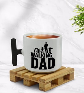 BK Gift Kişiye Özel Walking Dad Tasarımlı Siyah T Kulplu Middle Kupa Bardak-2