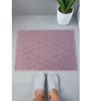 Tuğla Desenli 2li Ayak Havlusu - 50x70 cm - Su Emici Banyo Paspası Seti - Bordo - 00104