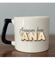 Anayım Ben Ana Baskılı Siyah Kulplu D Kupa