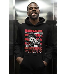 Tasarım Berserk Guts Baskılı Unisex Oversize Anime Karakter Hoodie