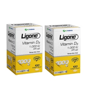 Ligone Vitamin D3 1.000 IU 100 Softgel x2 Adet (Renksiz)