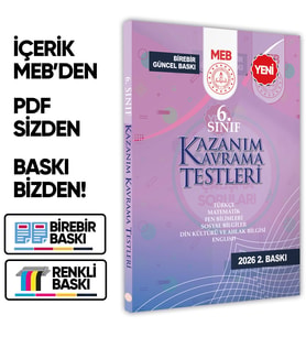 2026 6.Sınıf MEB Tüm Dersler Kazanım Kavrama Testleri KKT Yaprak Test Kitabı BASKI ÜCRETİ