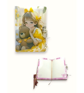 Kore Kız Hatıra Defteri (Günlük) Kilitli Defter 80 yaprak -Sarı