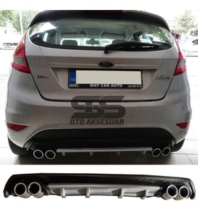 Ford Fiesta Mk7 Difüzör Arka Tampon Eki 4 Egzoz Çıkışlı Gri Lüx Tip