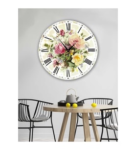 BİLGE LAZER Retro Tasarımlı Duvar Saati 35x35 Cm (Çok Renkli)