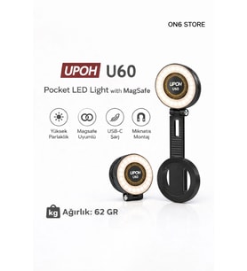 U60 MagSafe Manyetik LED Işık, USB-C Şarjlı, Telefon Selfie & Video Işığı