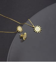 925 Ayar Gümüş Güneş Kolye Küpe Set