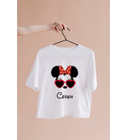 Minnie Mouse Sevgili Çift Tasarımlı Tişört Kişiye Özel ( Unisex - Büyük - Çocuk )
