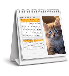 2026 KEDİ MASA TAKVİMİ-16X15 CM-SERT TAŞIYICILI-ÜSTTEN SPİRALLİ