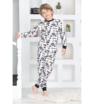 Erkek Çocuk Araba Baskılı Pijama Takımı 1-7 Yaş 12290 MODANINO (Beyaz)