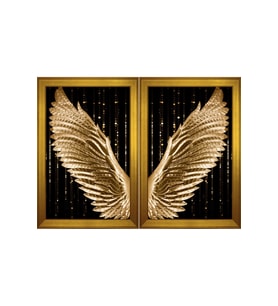 Altın Kanatlar Temalı 2 li Kanvas Tablo Seti 80 x 110 cm Gold Çerçeve