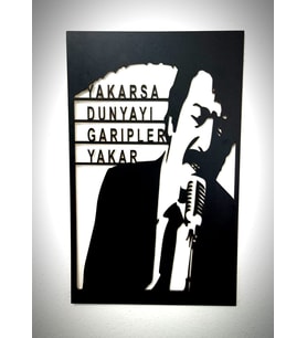 Canlı Tahtam Ahşap Müslüm Gürses Yakarsa Dünyayı Garipler Yakar Tablosu (Siyah)