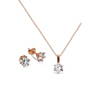 925 Ayar Gümüş Rose Tek Taş Set - S014902
