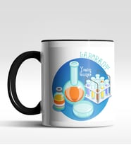Kişiye Özel Laborant 2 Tasarımlı Siyah Kupa (Siyah - Beyaz)