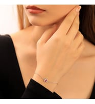 925 Ayar Gümüş Ruby Taşlı Oval Bileklik