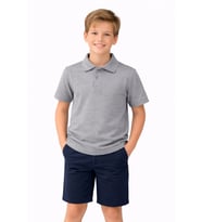 Erkek Kız Çocuk Polo Yaka Kısa Kollu Tişört BGL-ST05505 (Gri)