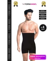 #BoxerKorse Göbek Düzleştirici Bel Basen Toparlayıcı Sıkılaştırıcı Duble Erkek Boxer Korse - 4 Adet (Siyah)