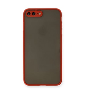 Northcity iPhone 7 Plus ile Uyumlu Montreal Silikon Kılıf - Kırmızı, Darbe Emici, Kamera Korumalı, Mat Transparan Arka Yüzey